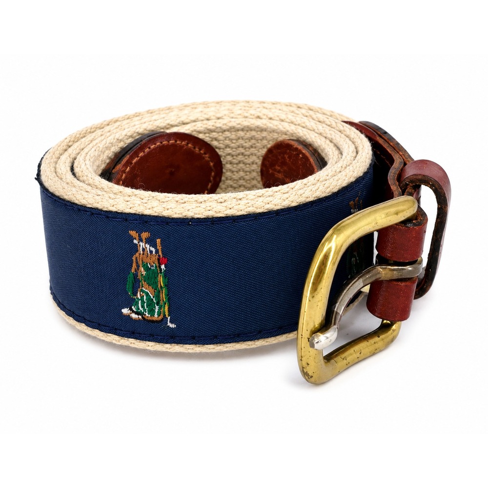 Leather Man Limited Men's Handmade Blue Canvas Golf Bag Leather Belt Size 38